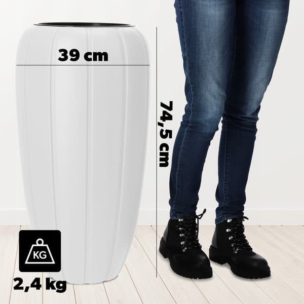 KADAX Høj havepotte + Indsats Hvid 75 cm Plastik 3D