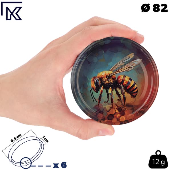 KADAX Denia purkituspurkit 250ml 50kpl 82mm + kansi "Blue Bee"