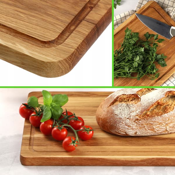 KADAX Træskærebræt til Køkken 40x24cm til Servering, Massiv Eg