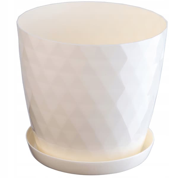 KADAX Plastik Urtepotte med Stativ, Urtepottedæksel, 20cm, Creme, Kadax