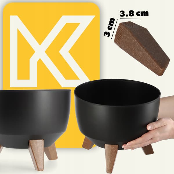 KADAX Urtepotte 24 cm Låg + Indsatsben Blomsterfod Sort