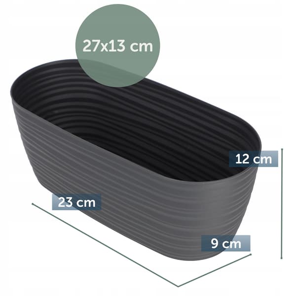 KADAX Urtepotte 27cm Oval Plastik Urtepotte Antracit