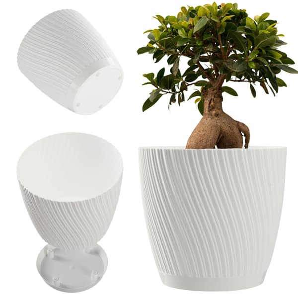 KADAX Blomkruka med blomställning, lock, rund skål, 27 cm, vit