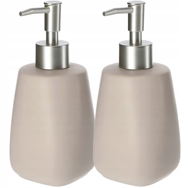 KADAX sæbedispenser til flydende sæbe 400ml beige keramikbeholder 2 stk.