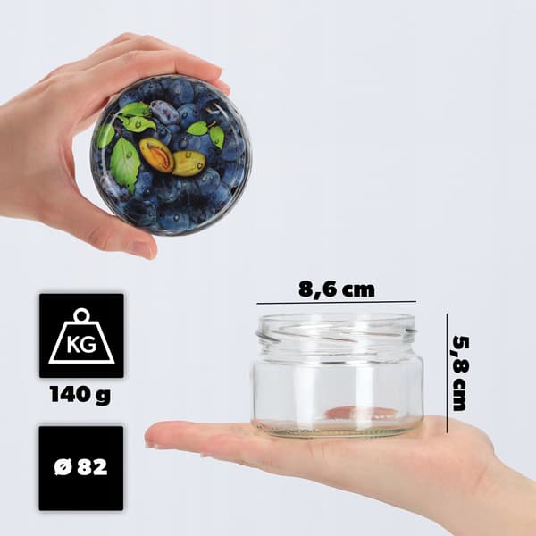 KADAX Mason purkit Denia 250ml 50kpl 82mm + kansi "Plums"