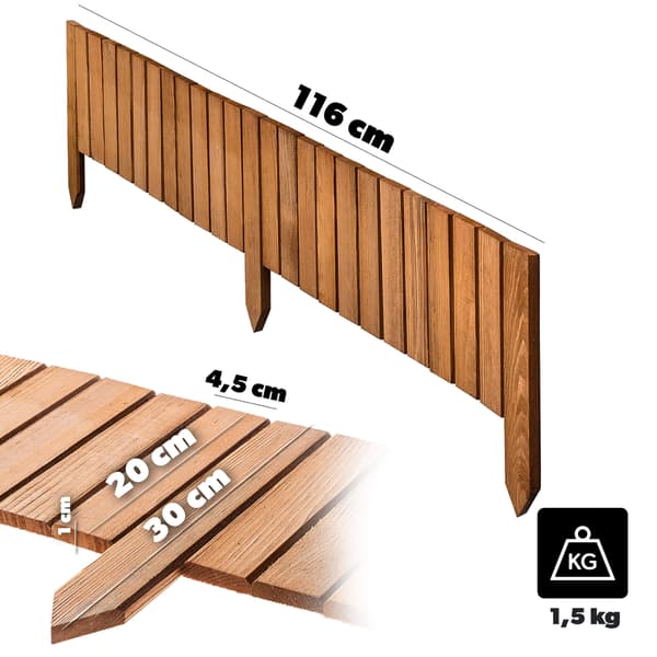KADAX Palisade Havekant Træhegn Hamret Eg 20x116