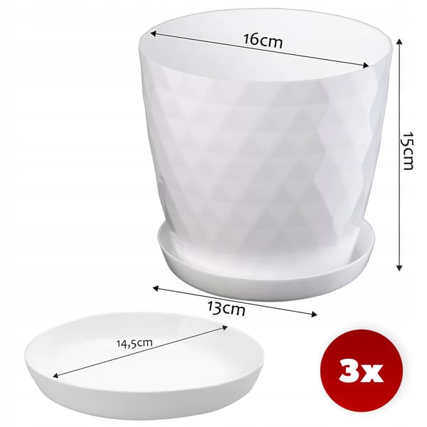 KADAX Blomkruka, Planter, Lock, 16 cm, Blomställning, Vit Plast, 3 st.
