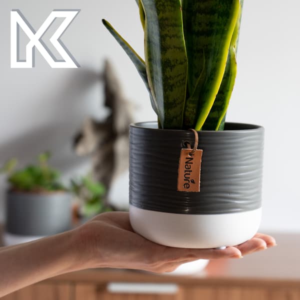 KADAX Keramik Urtepotte, Urtepotte, Rund, 12 cm, Grå