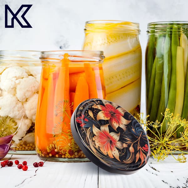 KADAX Säilöntäpurkit Denia 250ml 50kpl 82mm + kansi "Flowers"