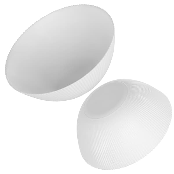 KADAX salatskål 20 cm glas til suppe, snacks, forretter, hvid, rillet