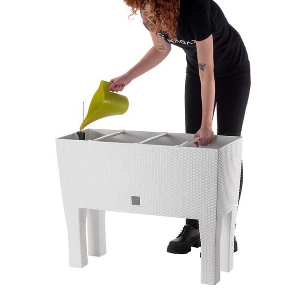KADAX Blomkruka Trädgårdsplantering + Insats Blomlåda på Ben Vit 80cm