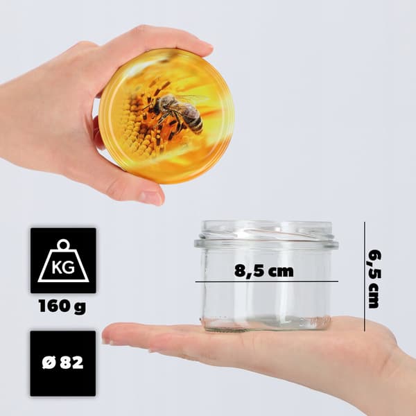 KADAX Tartu säilöntäpurkit 235ml 10kpl 82mm + "Bee" kansi