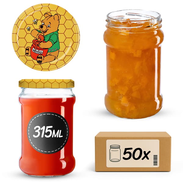 KADAX Seno purkit 315ml 50kpl 66mm + kannet "Honey"