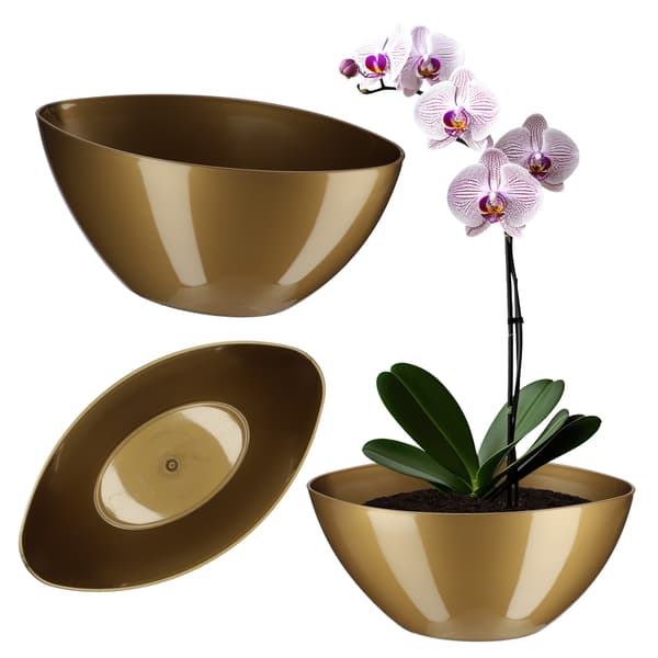 KADAX Blomkruka 30cm Oval Växtkruka Plast Guld