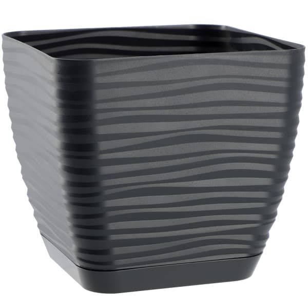 KADAX Blomkruka 12cm Fyrkantig Plastlock Antracit