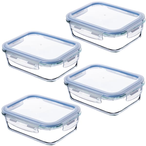KADAX Glasmatbehållare 370ml med lock Matlåda 4x