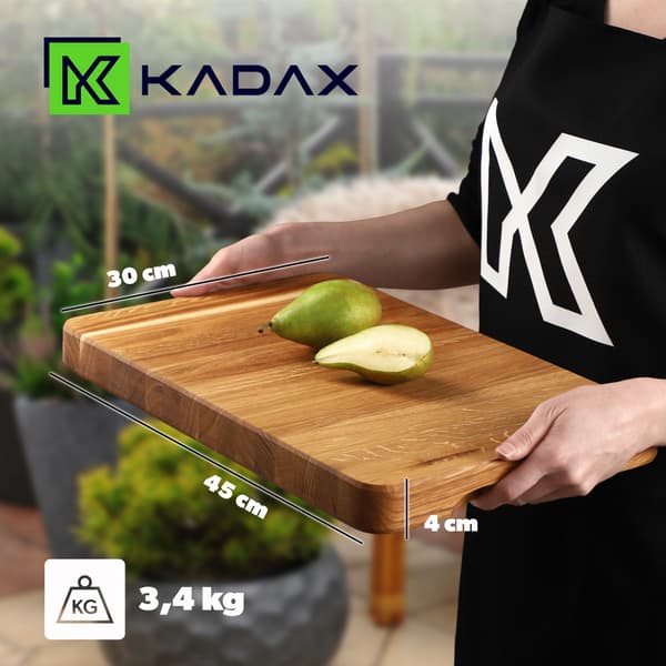 KADAX Træskærebræt til Køkken 45x30cm Til Servering Eg Stor Blok