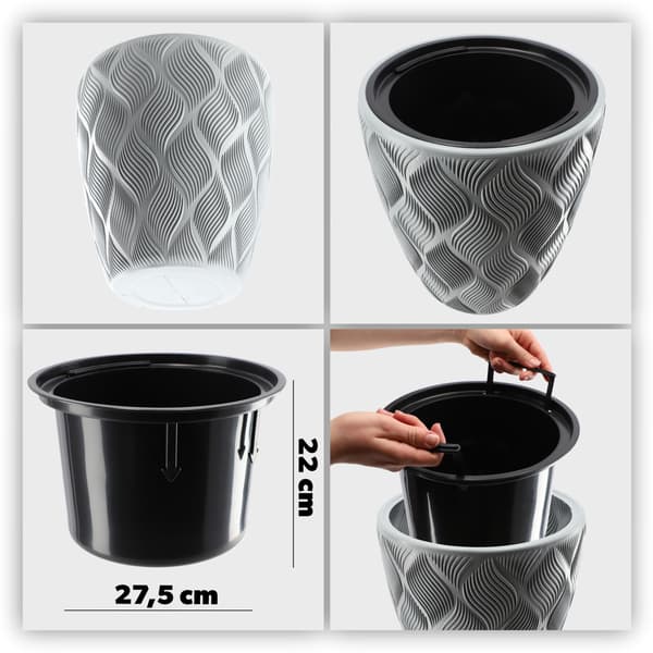 KADAX Urtepotte med Indsats 42cm Urtepottedæksel Plast Høj