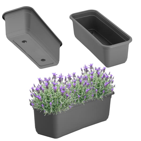 KADAX Balkonglåda 40 cm Blomkruka Blomkruka Balkong Blomställ Antracit