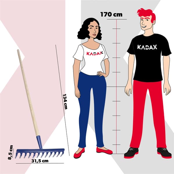 KADAX Haverive med træskaft 140 cm hærdet 12-tands rive