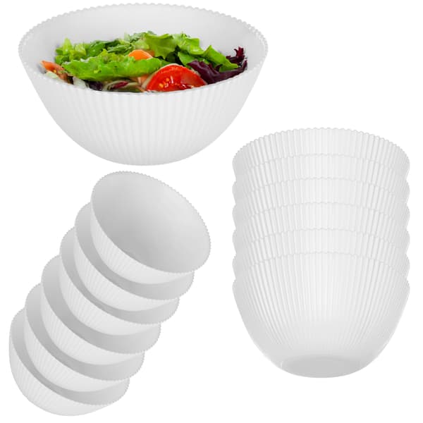KADAX salatskål 15 cm glas til suppe, snacks, hvid, rillet, sæt med 6