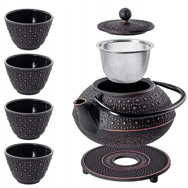 KADAX Sort støbejerns tekande, tekande, urtete-infuser, 800ml, 4 kopper