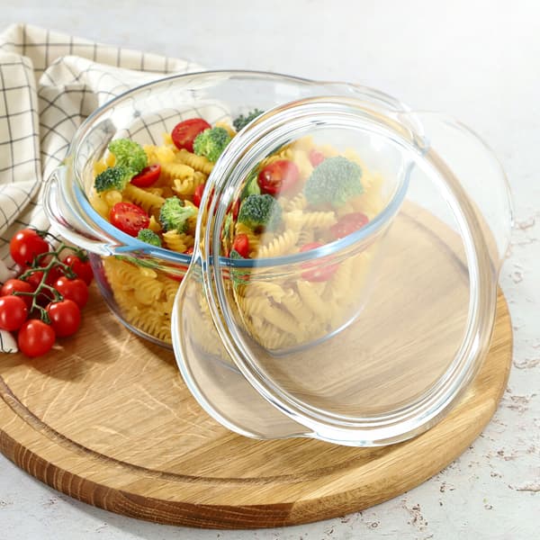 KADAX Liten ugnssäker form med lock 2,15 l rund glas