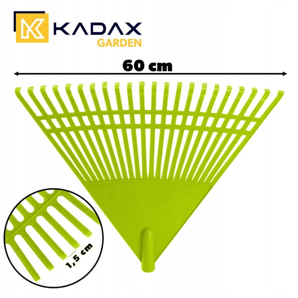 KADAX Løvrive Græs Plastik Have Uden Håndtag Bred 60cm 22 Tænder