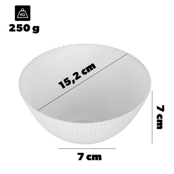 KADAX salatskål 15 cm glas til suppe, snacks, hvid, rillet, sæt med 6
