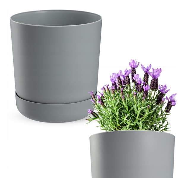 KADAX Urtepotte med Blomsterfod, Låg, Rund Skål, 17 cm, Mat Grå