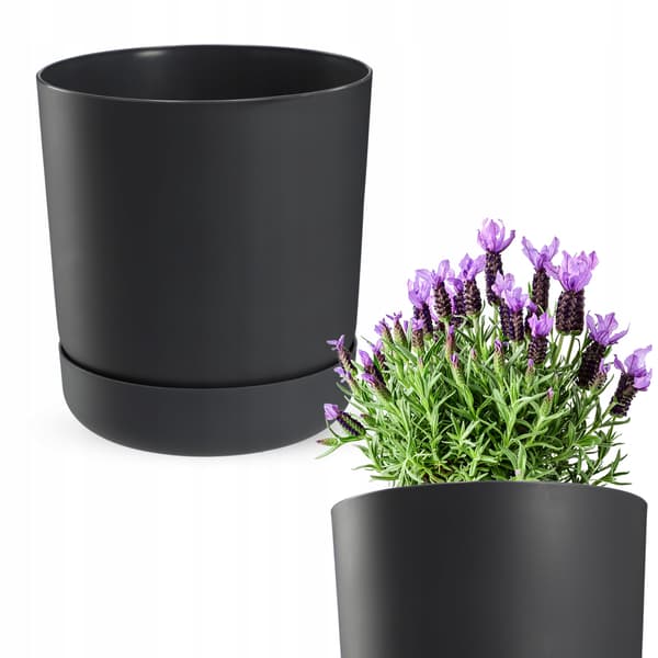 KADAX Urtepotte med Blomsterfod, Låg, Rund Skål, 20 cm, Antracit