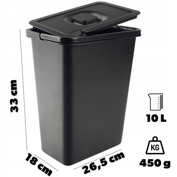 KADAX Jäteastia 10L Musta Kannella