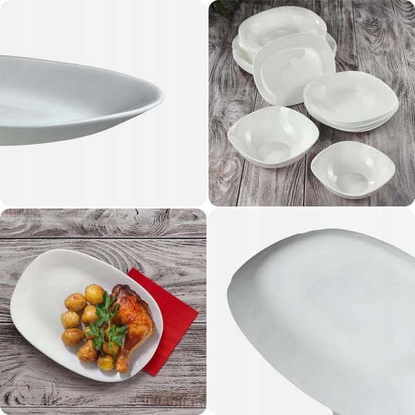 KADAX Ovalt serveringsfat i glas 22x16 cm för snacks vit