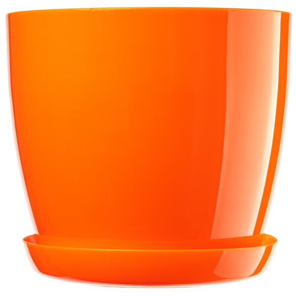 KADAX Urtepotte med Underkop Plastlåg Urtepotte 14cm Orange Kadax