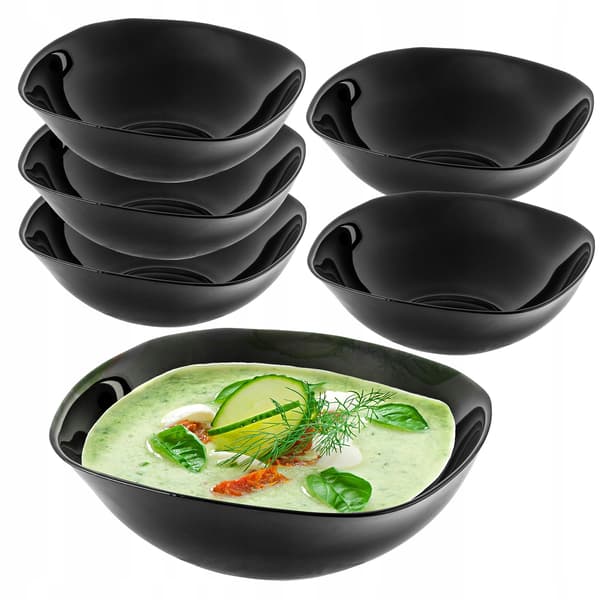 KADAX salatskål 19 cm glasskåle til suppe og snacks sæt med 6 sorte