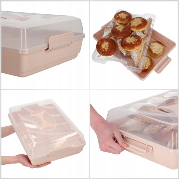 KADAX Plastbehållare för kakor, bakverk, kakask, rektangulär, stor