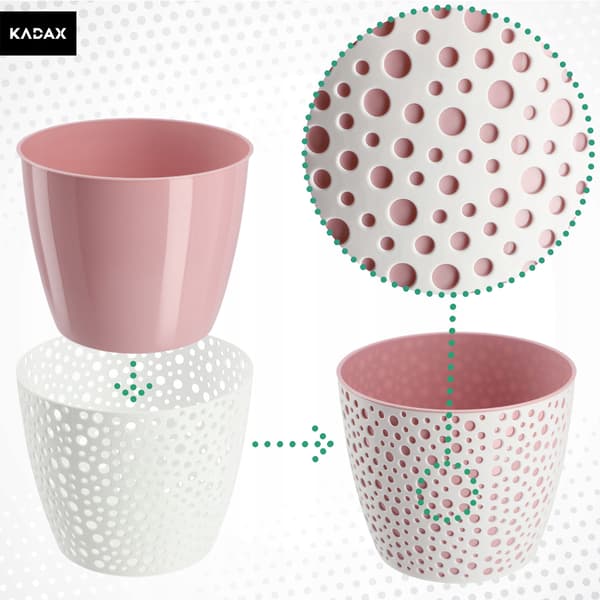 KADAX Urtepotte, Urtepotte, Rund Plastik Urtepotte, 19cm, Lyserød