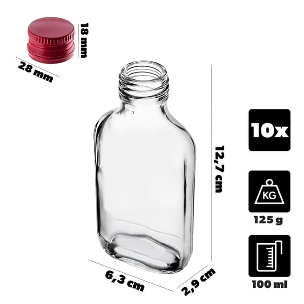 KADAX Pullo 100ml Punaisella korkilla 10kpl.