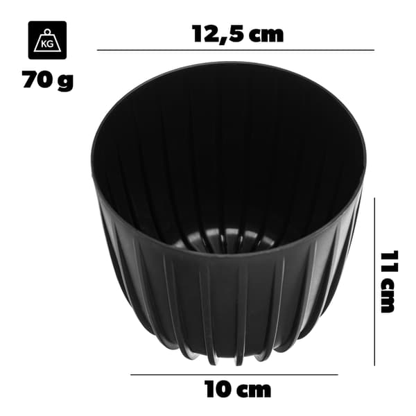 KADAX Urtepotte Urtepottedæksel 12,5 cm Rund Plastik Blomsterfod Sort