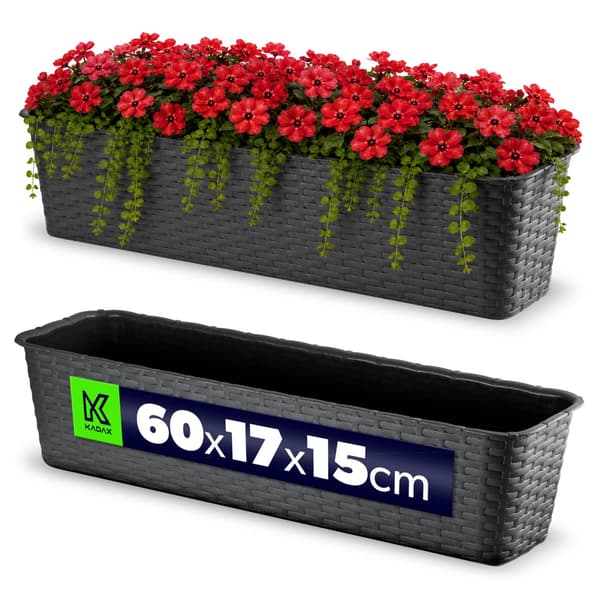 KADAX Balkonglåda 60 cm Blomkruka Blomkruka Balkong Antracit