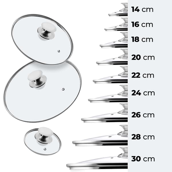 KADAX Glaslåg 30 cm Universal Varmebestandigt Gryde- og Pandedæksel
