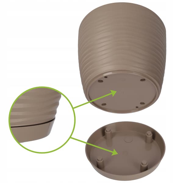KADAX Urtepotte 15cm Rund Plastik Urtepotte Beige