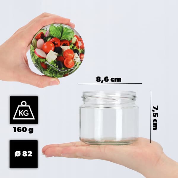 KADAX Sonka muurauspurkit 330ml 50kpl 82mm + kansi "Kasvissekoitus"