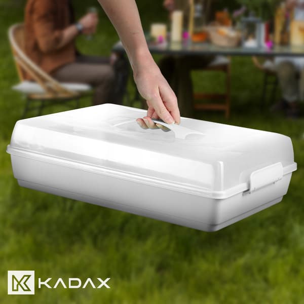 KADAX Rektangulär Plastbehållare för Kakor, Bakverk, Kakask, Stor