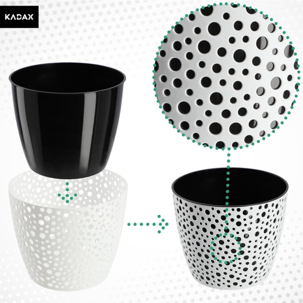 KADAX Urtepotte, Urtepotte, Rund Låg, Plastik Blomsterfod, 15cm, Sort