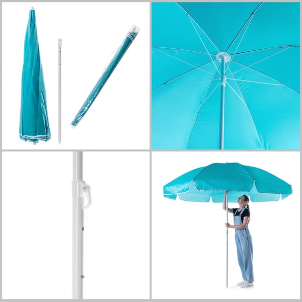 KADAX Haveparasol til Balkon Terrasse 220 cm Stor Strand Foldbar + Overtræk