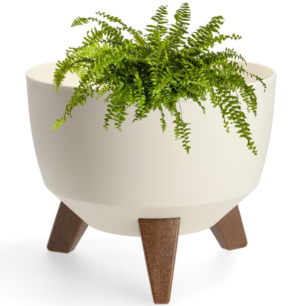 KADAX Urtepotte 24 cm Låg + Indsatsben Blomsterfod Creme