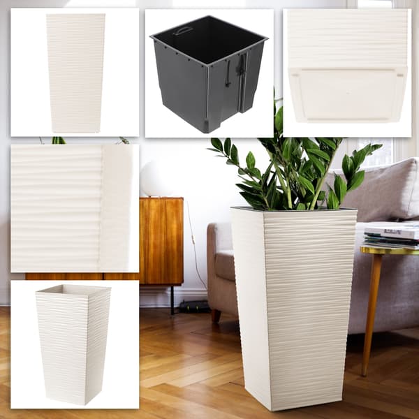 KADAX Blomkruka med insats, lock, blomställning, hög, trädgård, creme, 29x57cm