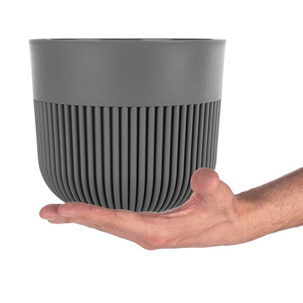 KADAX Blomkruka, Blomkruksskydd, 17 cm, Plast, Rund, Räfflad, Grå