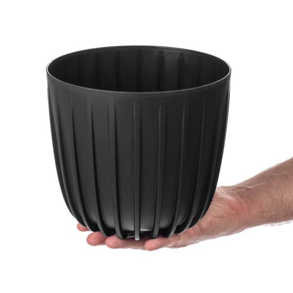 KADAX Urtepotte Urtepottedæksel 17,5 cm Rund Plastik Blomsterfod Sort